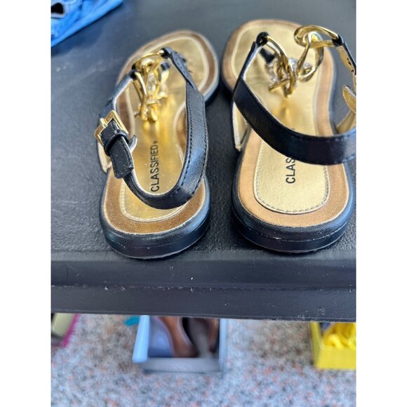 Classified Sandals Flip flop style with straps Black with Stones 6.5M - Picture 6 of 8